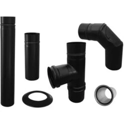 FirefixAnschluss-Set Für Pelletofenrohr Schwarz 80 Mm Durchmesser