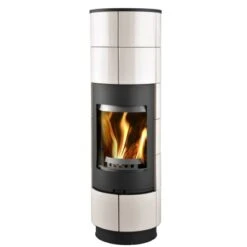 Thorma Kaminofen Delia Stahl Keramik Weiß Mit Speicher 7,5 KW