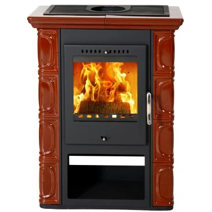 Thorma Kaminofen Borgholm Stahl Keramik Dunkelbraun Kacheln 7 KW EEK:A+