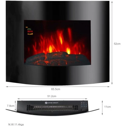 EL Fuego Elektrowandkamin Aarau Oval Schwarz 1,8 KW – Bild 15