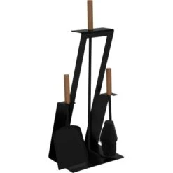 Kaminbesteck Schwarz 2-teilig 24 Cm X 61 Cm X 17 Cm