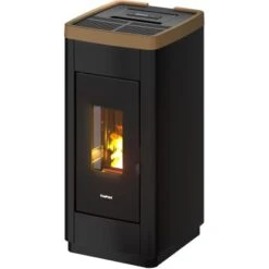 FreePoint Pelletofen Life 9 Stahl Schwarz-Dunkelgold 2,5 KW - 8,5 KW EEK: A+