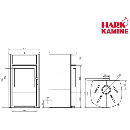 Hark Dauerbrand-Kaminofen Taifun Schwarz Naturstein Grau 8 KW Automatik EEK: A+ – Bild 12