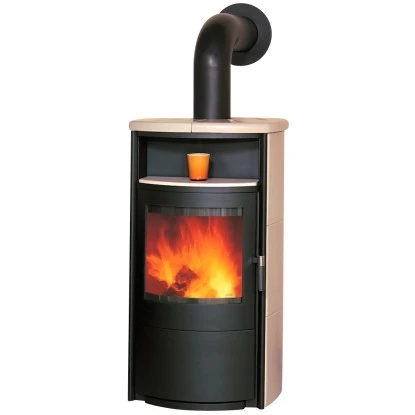 Hark Dauerbrand-Kaminofen Taifun Schwarz Kacheln Creme 8 KW Automatik EEK: A+
