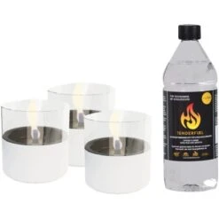 Tenderflame Tischfeuer Set Lilly In Weiß