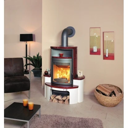 Hark Dauerbrand Kaminofen Avenso ECOplus Bordeauxrot 6 KW Mit Automatik EEK: A+